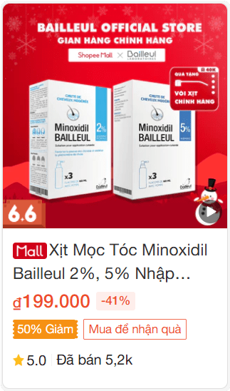 Xịt Mọc Tóc Minoxidil Bailleul 2%, 5%