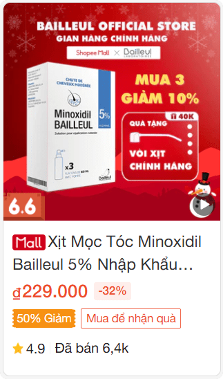 Xịt Mọc Tóc Minoxidil Bailleul 5%